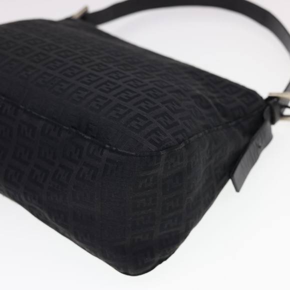 FENDI Zucchino Canvas Mamma Baguette Shoulder Bag Black Auth fm2228 - Picture 16 of 16